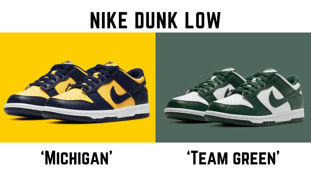 Nike Dunk Low ‘Michigan’ & ‘Team&nbsp;Green’